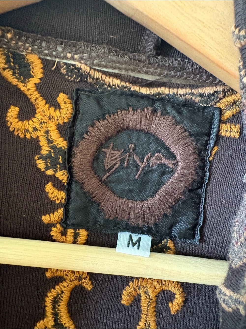 Johnny Was Dark Brown Embroidered Hooded Women's Sweater - Picture 6 of 8